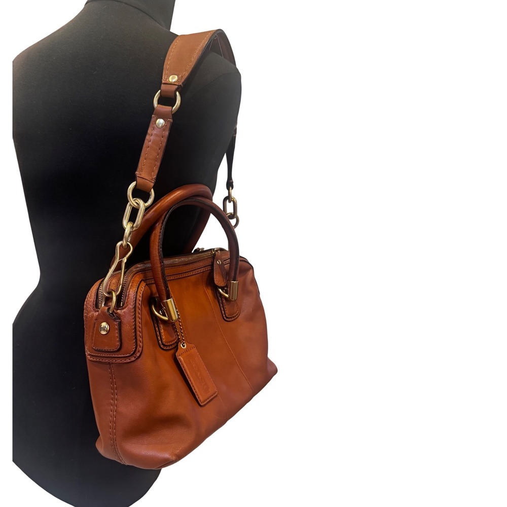 Coach Kristin 2010 Tan Leather 2 Way Double Zip Bag Gold Tone Hardware 
Preloved - Picture 5 of 15